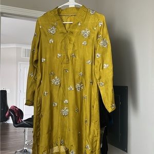 Pakistani suit in mustard yellow